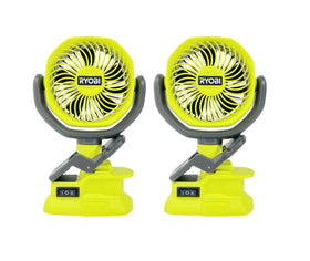 RYOBI PCF02B 2-pack clamp fans ready for portable cooling on any surface.