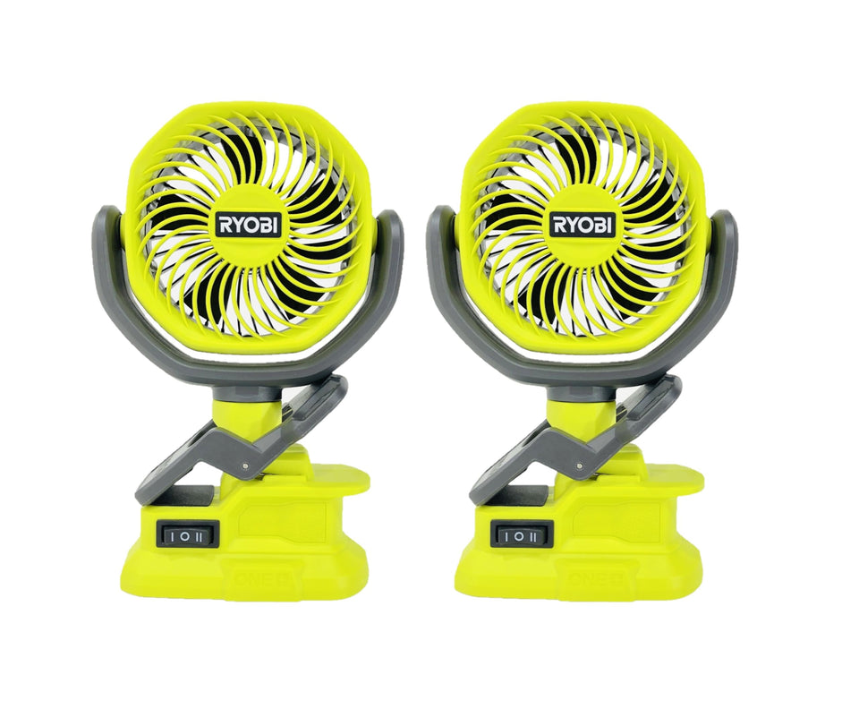 RYOBI PCF02B 2-pack clamp fans ready for portable cooling on any surface.