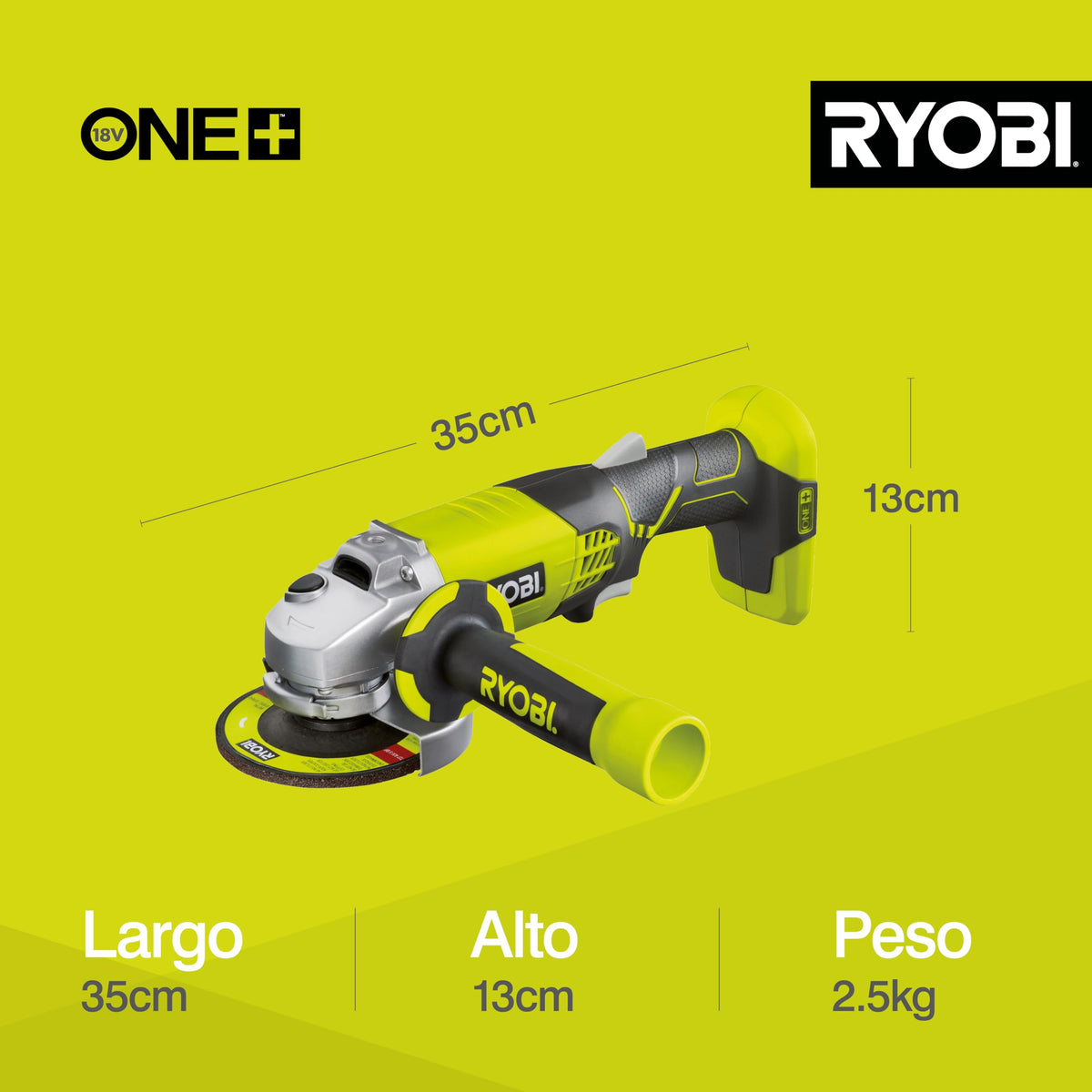 Ryobi R18AG-0 One+ cordless angle grinder compact body for comfortable handling