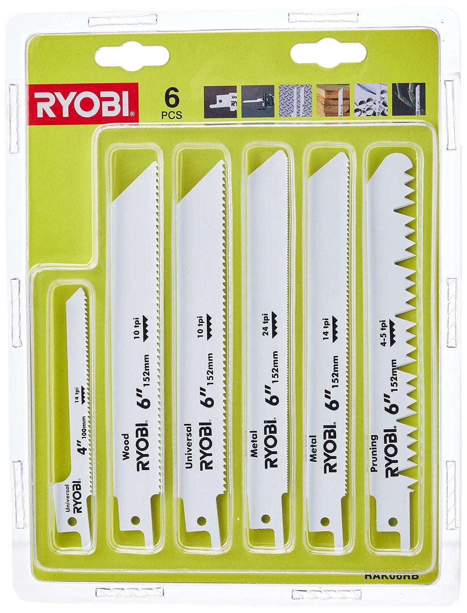 Ryobi RAK06RB blade set packaging image for versatile saw work.