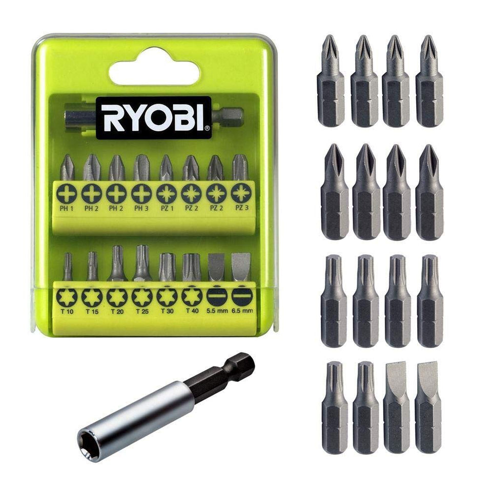 Ryobi RAK17SD bit set contents enable quick gear changes.