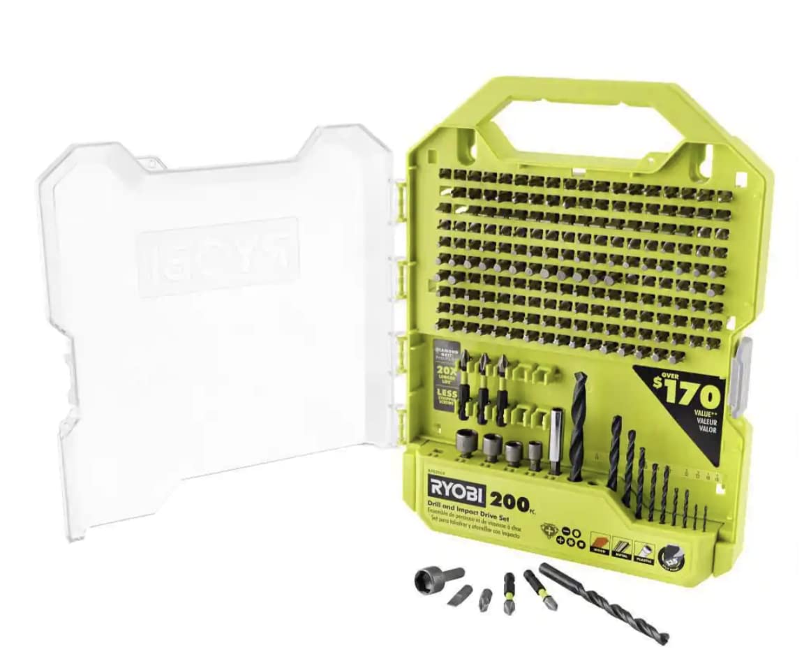 RYOBI set with drill and impact driver demonstrates compatibility with common tools.