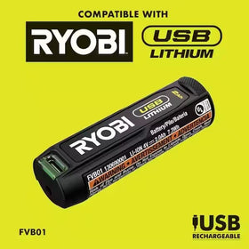 Compact, portable RYOBI USB rotary tool kit ideal for DIY projects.