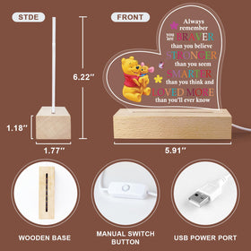 RYOTKIK Pooh Bear Heart Night Light with engraved heart motif