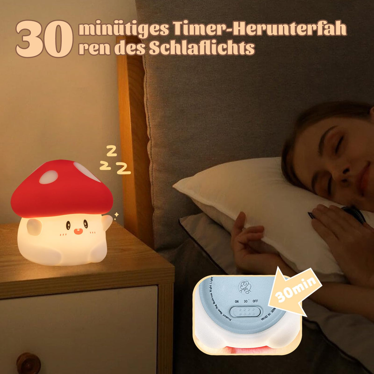 Rytinazzz Hug Mushroom Night Light delivers up to 50 hours of gentle illumination.