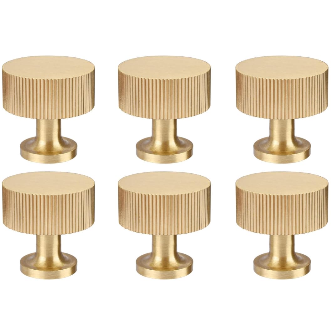 RZDEAL brushed brass knob close-up highlighting durable solid brass construction for premium furniture.
