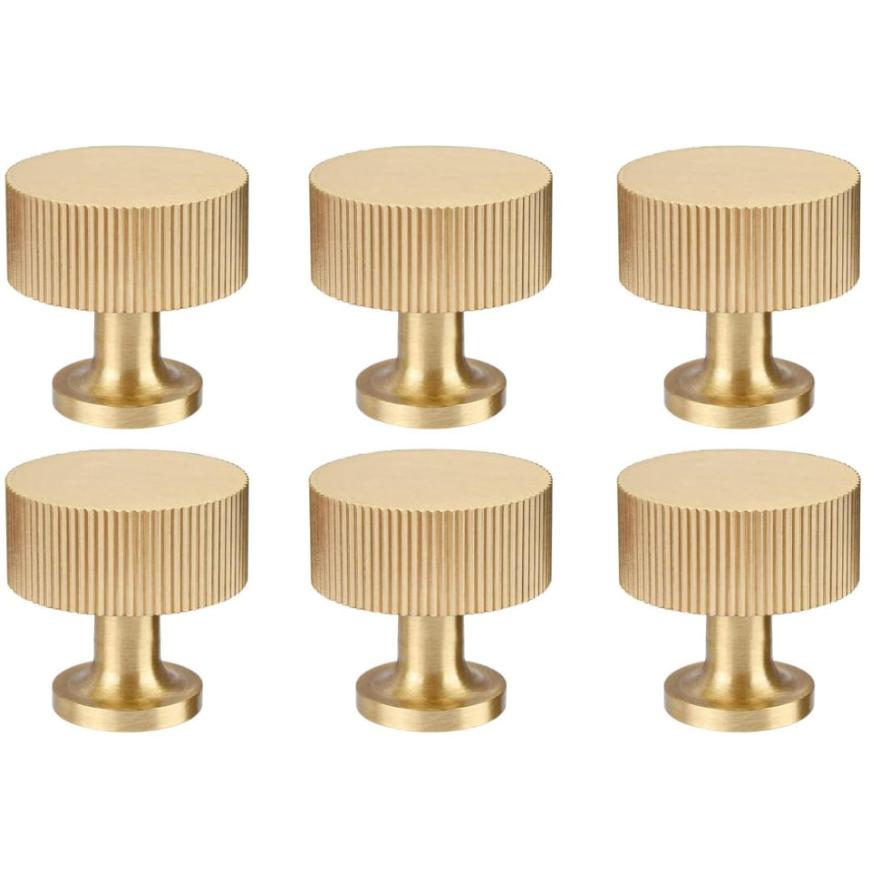 RZDEAL brushed brass knob close-up highlighting durable solid brass construction for premium furniture.