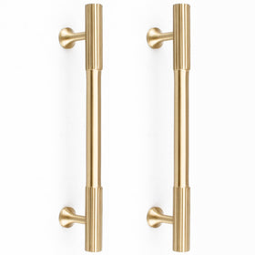 RZDEAL solid brass cabinet pull in brushed gold with easy grip for kitchen drawers.
