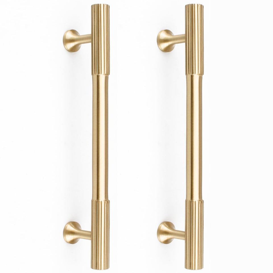 RZDEAL solid brass cabinet pull in brushed gold with easy grip for kitchen drawers.