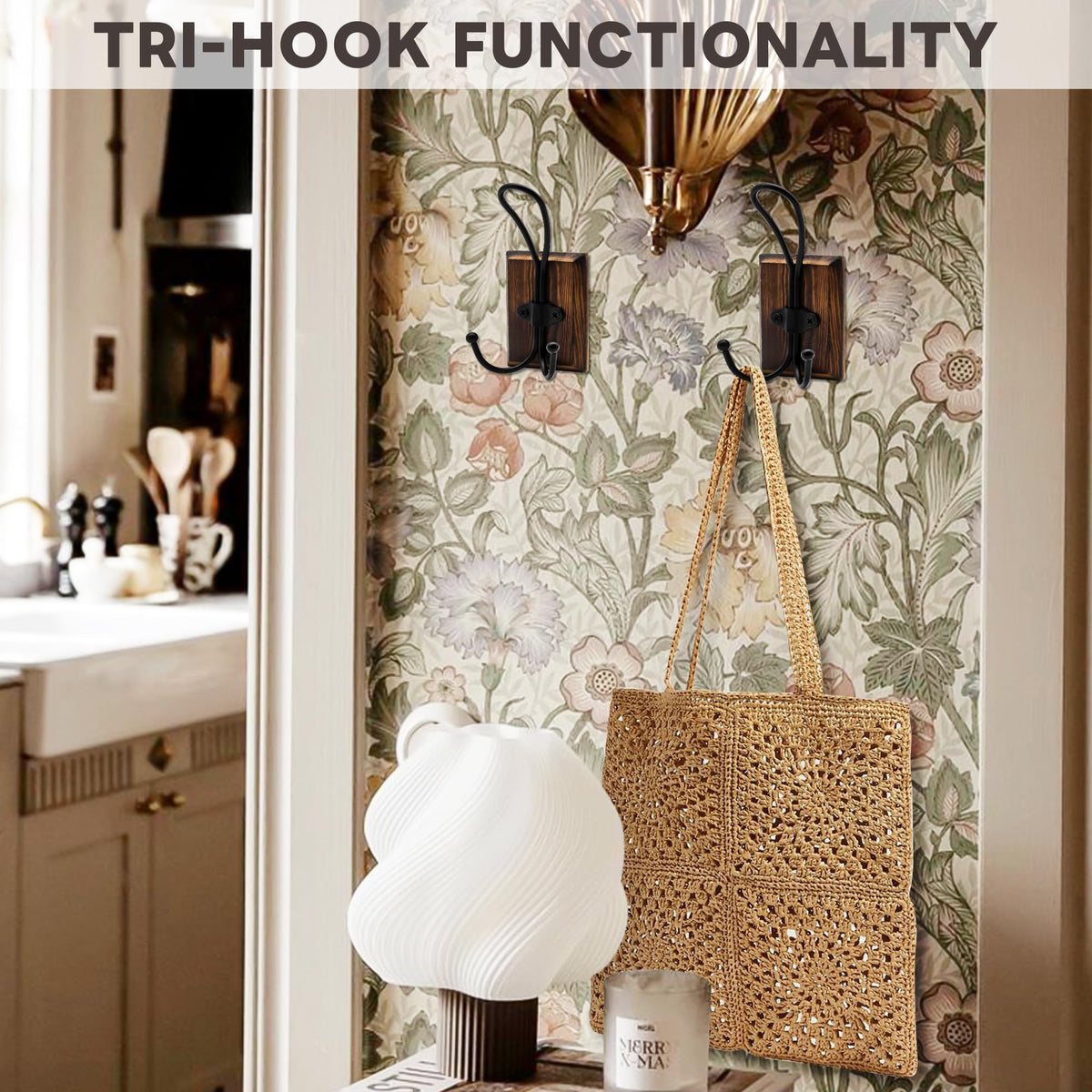 Rzoklot entryway organizer keeps hats and bags within reach.