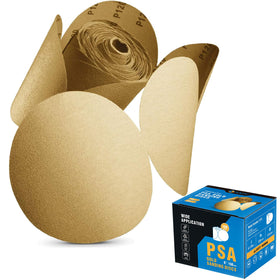 S SATC 100 PCS PSA sanding discs, 6 inch adhesive-backed for quick changes.