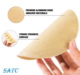 S SATC aluminum oxide round discs for durable automotive sanding.
