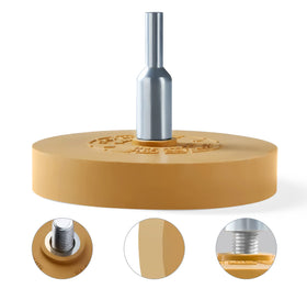 S SATC eraser wheel with drill adapter for easy decal removal on cars.