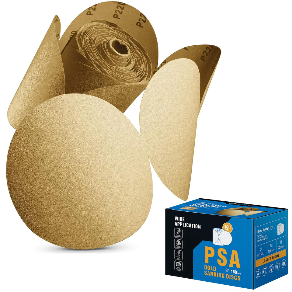 S SATC PSA sanding disc 6 inch 220 grit with adhesive for quick mounting