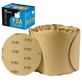 S SATC PSA sanding discs 6in adhesive-backed 180 grit pack for versatile shaping and finishing.