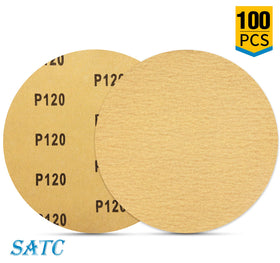 S SATC self-stick discs shown on a drill for fast deburring and prep.