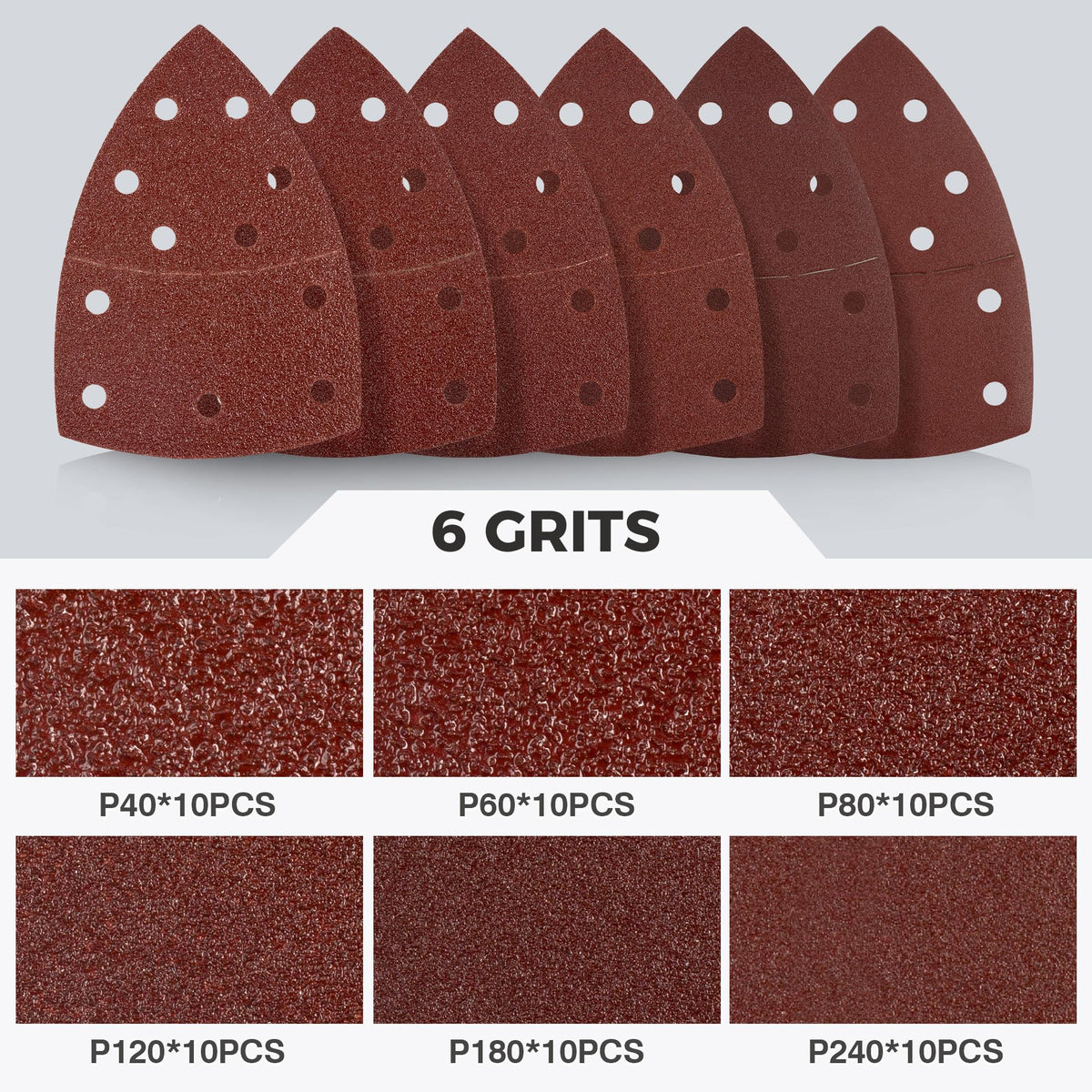 S SATC triangle sanding sheet made of aluminum oxide for durable, long-lasting grinding.