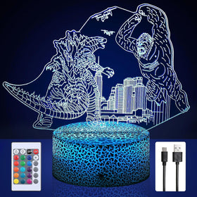 S SUNINESS night light with dinosaur and King Kong 3D effect for kids' room decor.