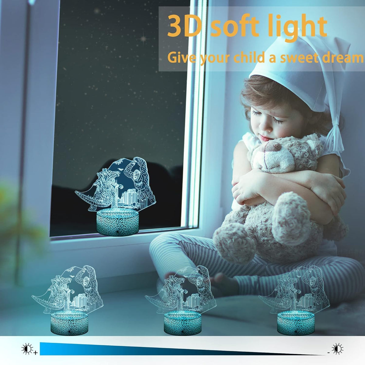 S SUNINESS remote-control LED night light offers 360° rotation and color options.