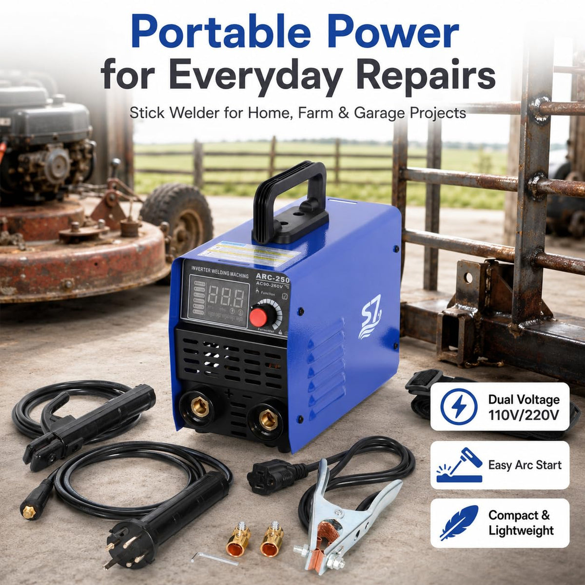 S7 250A compact unit with lightweight build fits in any garage.