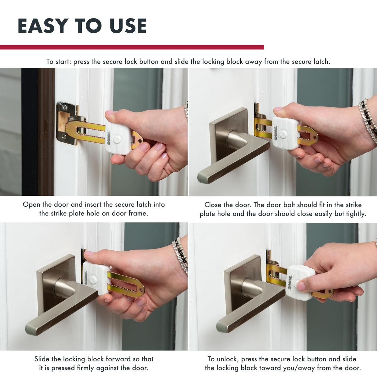 SABRE lock used in Airbnb or dorm to boost portable security.