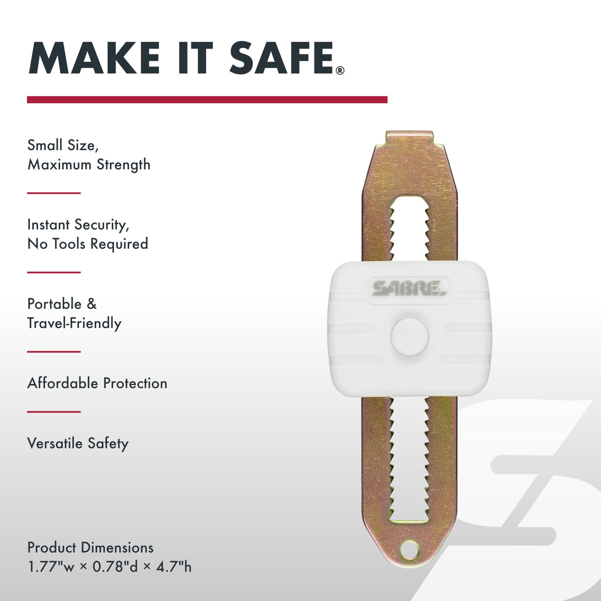 SABRE lock securing a hotel room for added privacy.