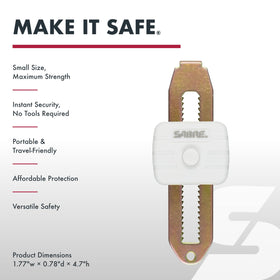 SABRE lock securing a hotel room for added privacy.