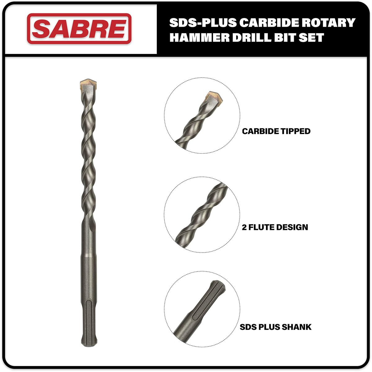 Sabre Tools SDS Plus drill bit 5-16x4 enables quick starter holes