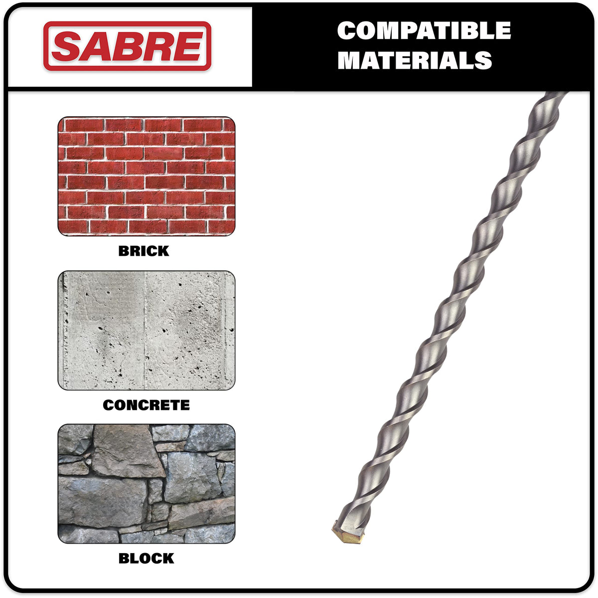 Sabre Tools SDS Plus drill bit 5-16x6 for deeper masonry work