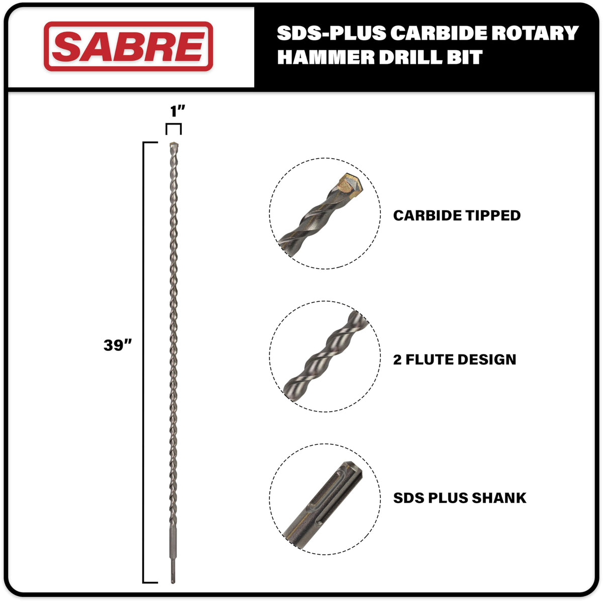 Sabre Tools carbide tip drill bit emphasizing precision and durability
