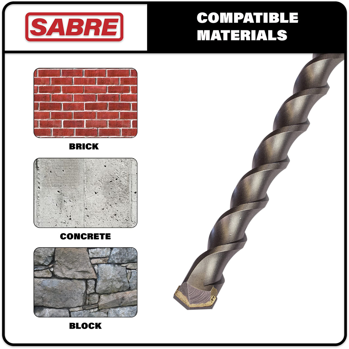 Sabre Tools two-flute self-centering tip improves hole accuracy.