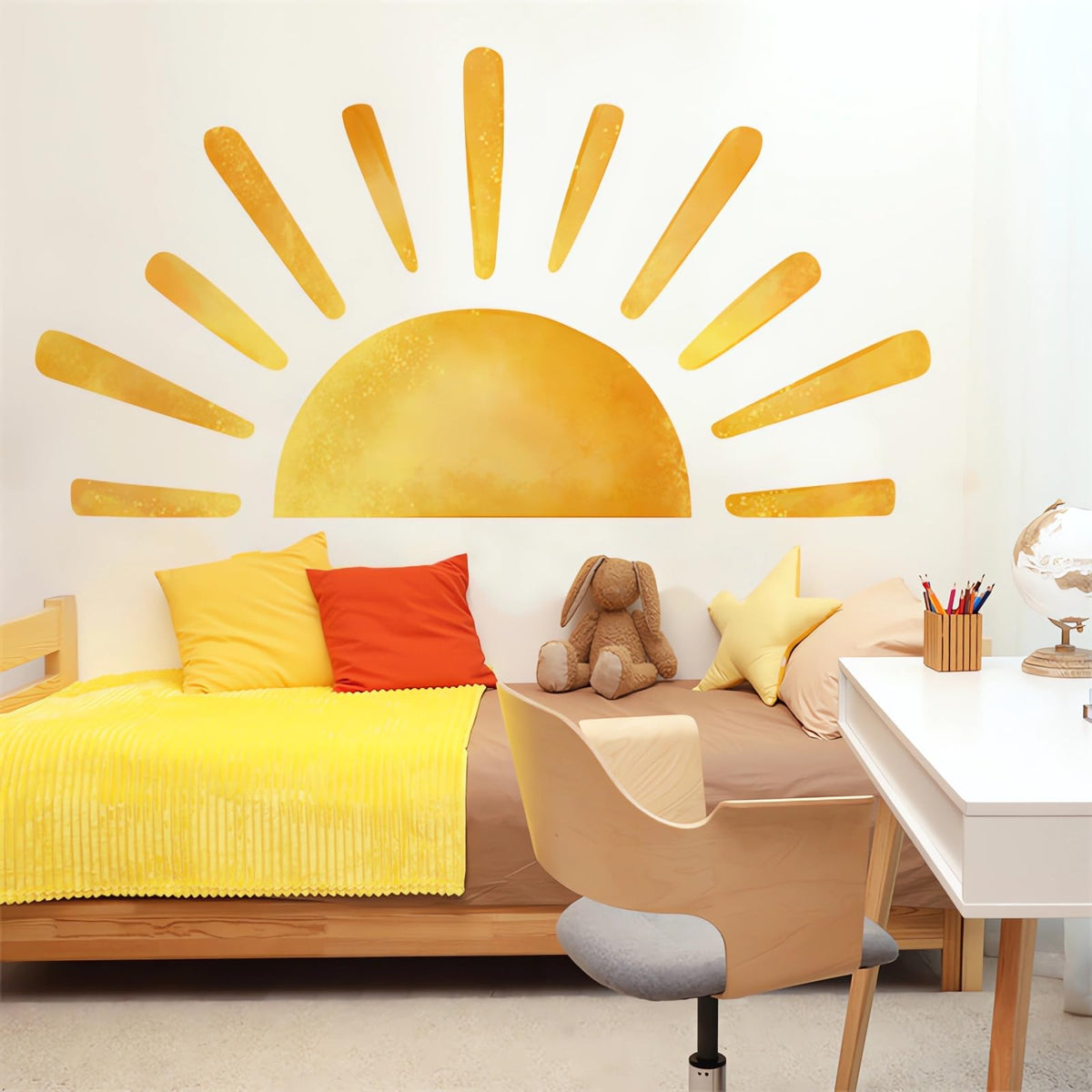 Sacinora Sunrise removable vinyl decal adds cheerful energy to any room