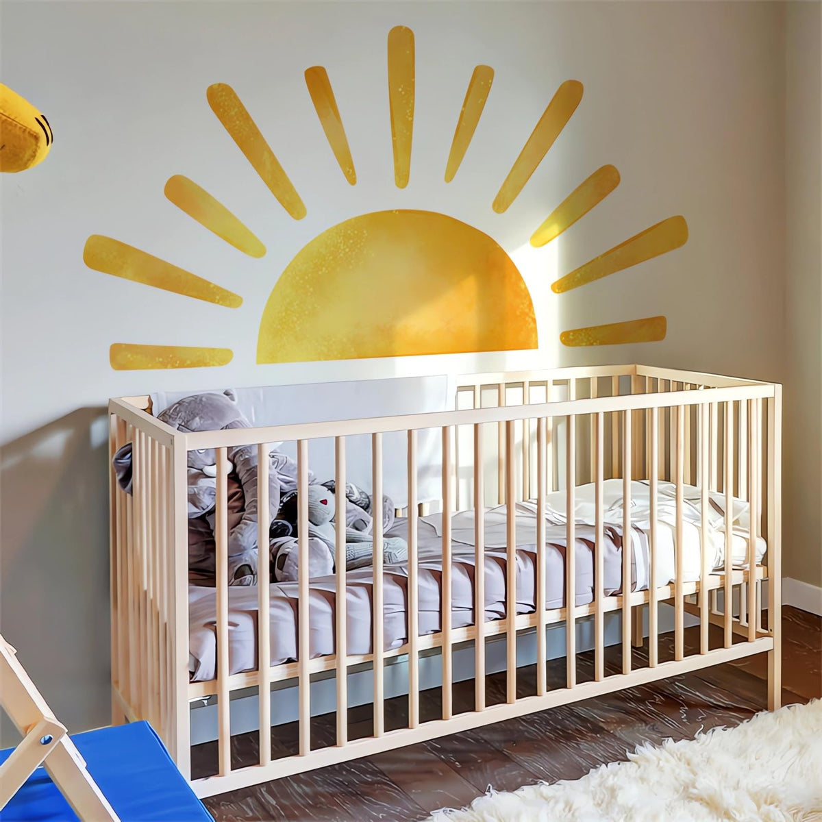 Sacinora Yellow Sunshine wall sticker brightens nursery with a sunny focal point