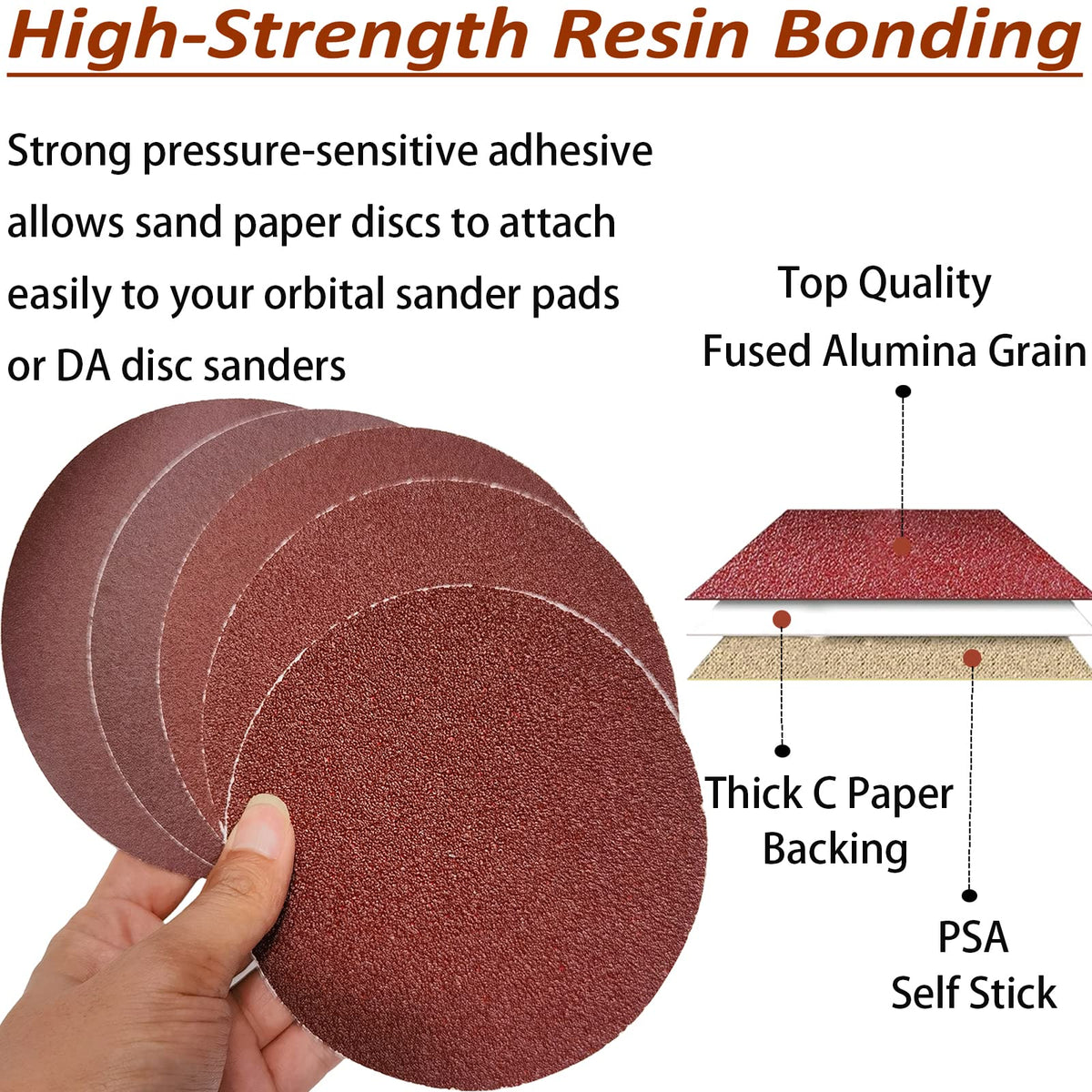 SACKORANGE 6-inch PSA discs 120 grit for refined finishing on furniture