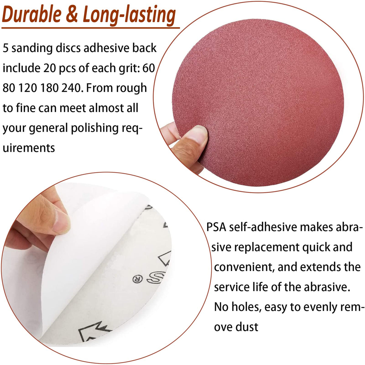 SACKORANGE 6-inch PSA discs 180 grit for semi-finish sanding of primers and fillers