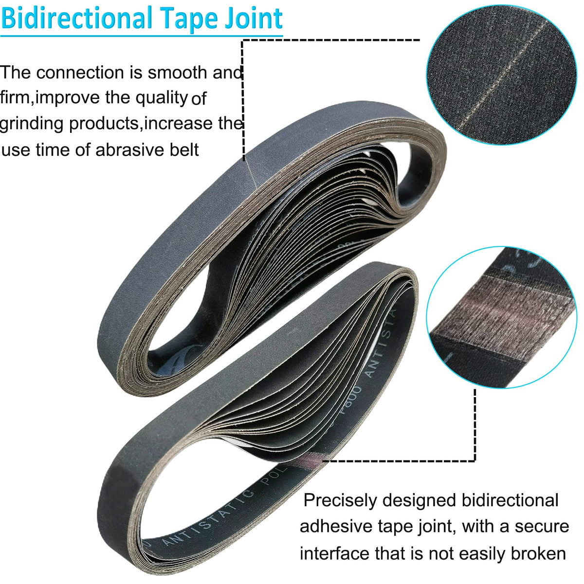 SACKORANGE 400-grit belt for finishing metal, glass, and stone surfaces.