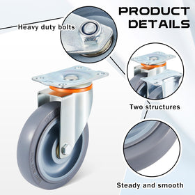 Sacubee 5-Inch TPR Rubber Caster for smooth, low-noise rolls.