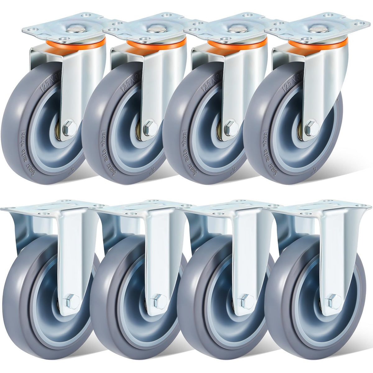 Sacubee 8Pcs 5-Inch Swivel Caster Wheels for easy, quiet maneuverability.