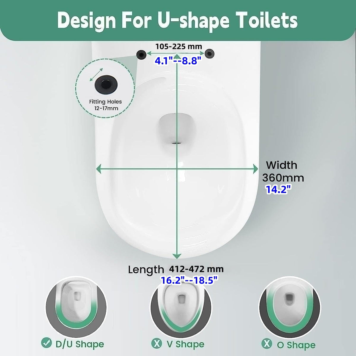 SADALAK elongated toilet seat, 18 inch, designed for wide compatibility