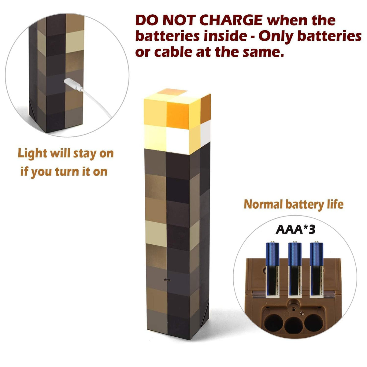 Saderoy light-up wall torch made of durable plastic for long-lasting decor