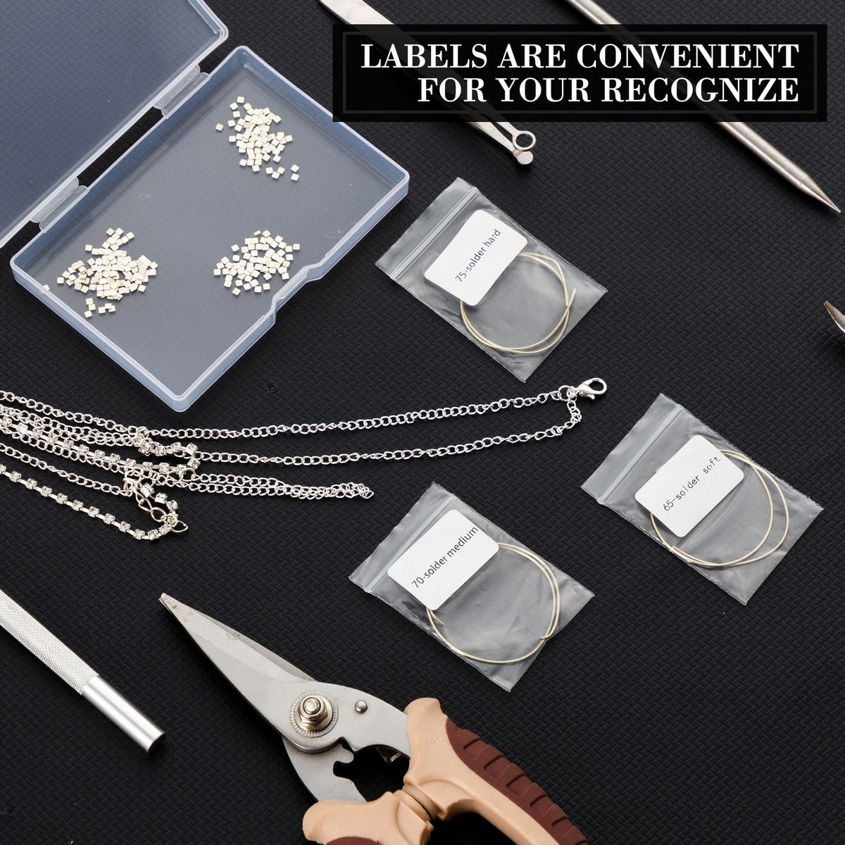 Sadnyy jewelry solder kit supports rings, bracelets, and necklaces projects.