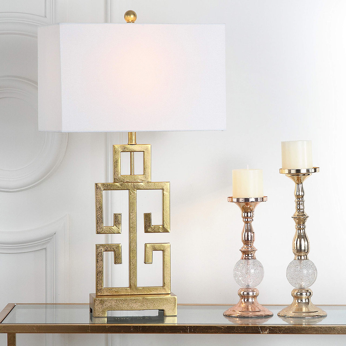 SAFAVIEH 29 inch table lamp height shown beside a nightstand or desk