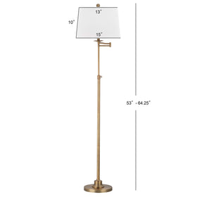 Nadia lamp features white cotton shade diffusing warm light