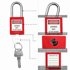 SAFBY lockout 5pcs set two keys per lock illustrating backup options