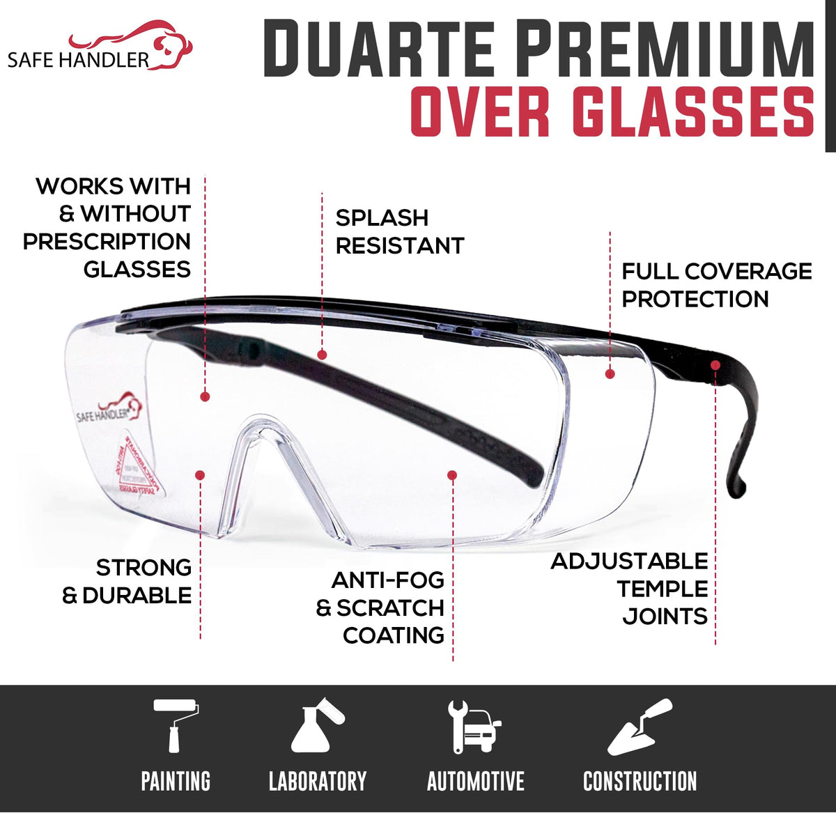Safe Handler Duarte anti-fog coating visible on lens surface