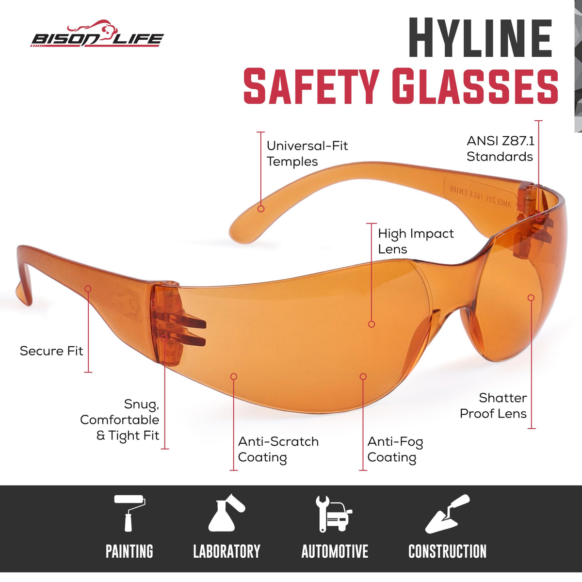 SAFE HANDLER Hyline safety glasses polycarbonate lenses for durable protection