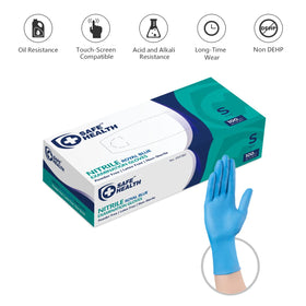 Safe Health case of 1000 nitrile gloves for versatile use.