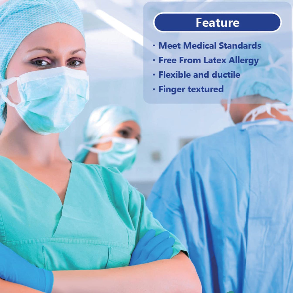 Safe Health nitrile gloves ambidextrous fit for both hands during lab work.