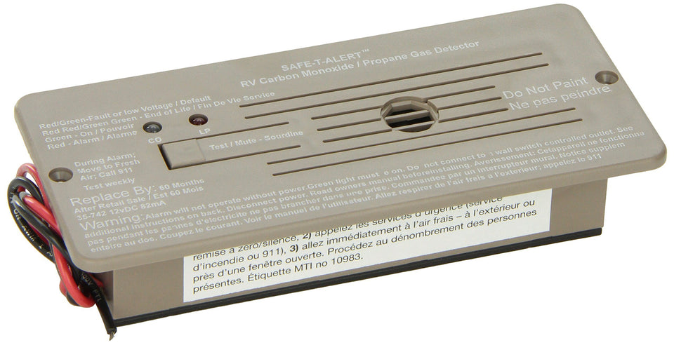 Safe-T-Alert 35 Series brown flush-mount LP/CO alarm for RV safety