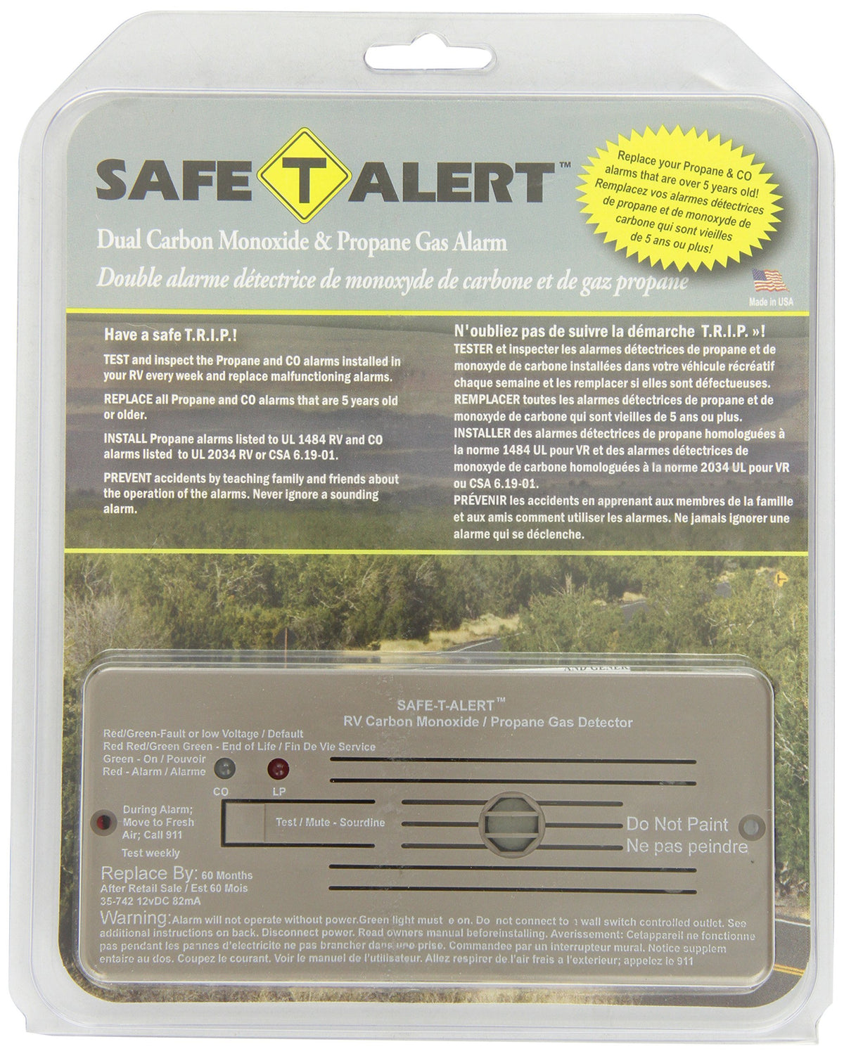 Brown Safe-T-Alert 35 Series LP/CO detector supports RV reliability